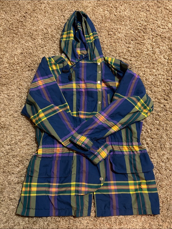 Ralph Lauren Jackets & Blazers - Polo Ralph Lauren Madras Plaid Hooded Anorak Jacket in Navy, Green & Yellow Y2K